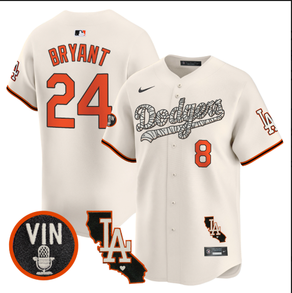 Men Los Angeles Dodgers 24 Bryant 2025 cream Limited Stitched Jersey